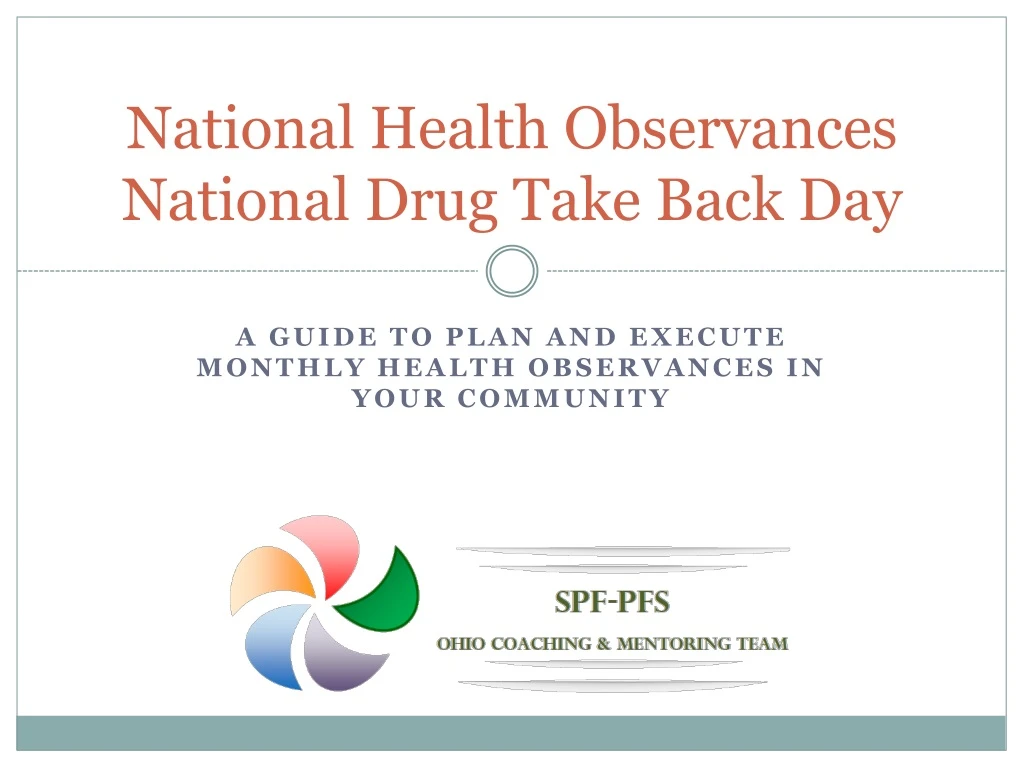 PPT National Health Observances National Drug Take Back Day