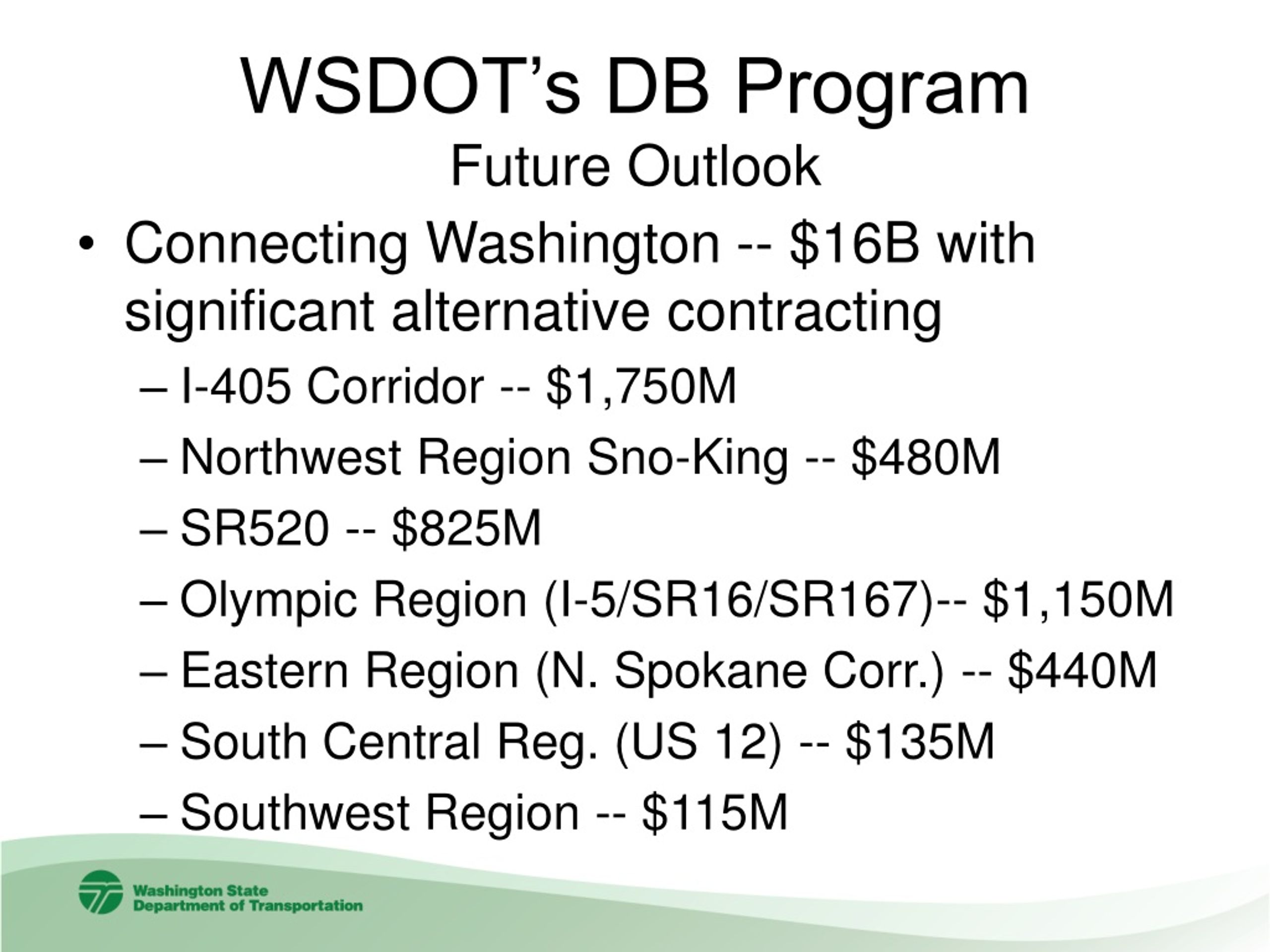 PPT Updated on PDMSG and DesignBuild at WSDOT PowerPoint
