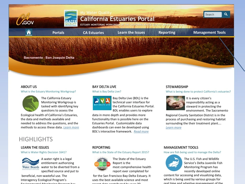 my water quality california estuaries portal n.