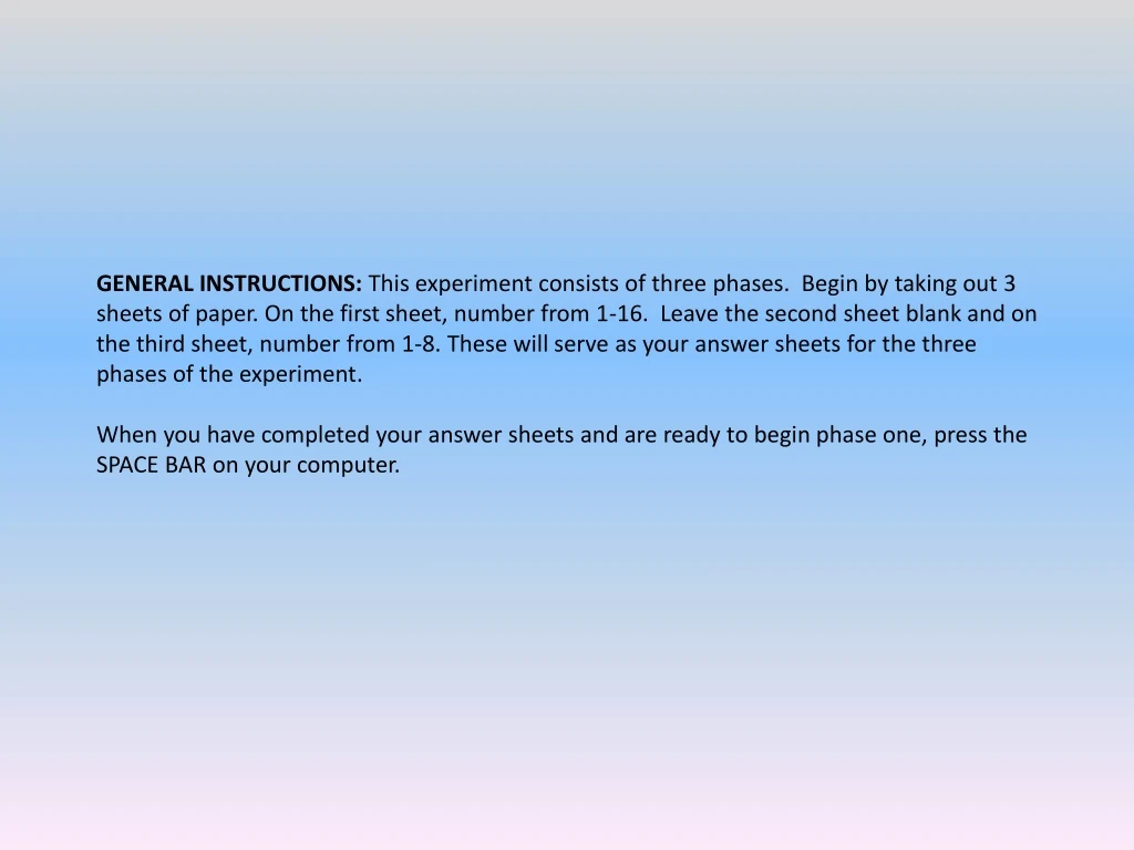 general instructions this experiment consists n.