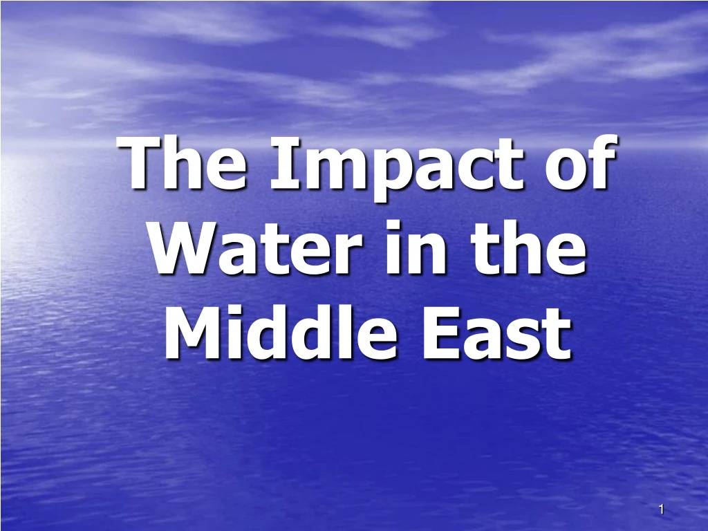 the impact of water in the middle east n.