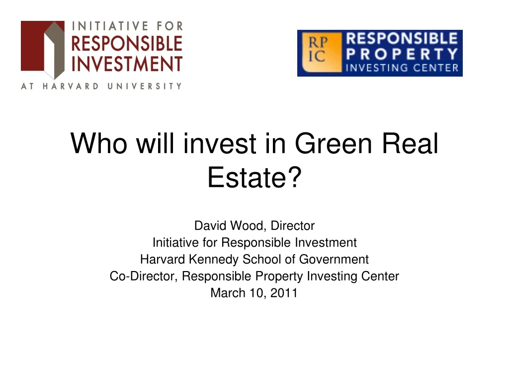 who will invest in green real estate n.
