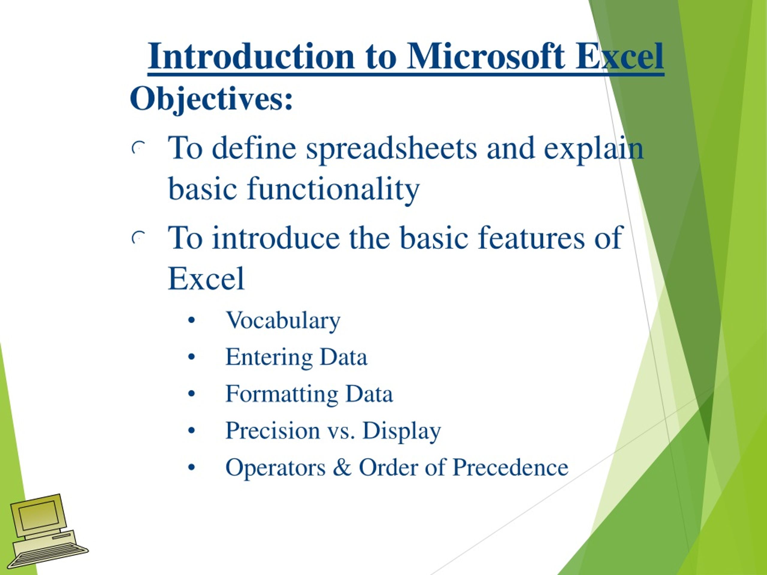 introduction to excel powerpoint presentation