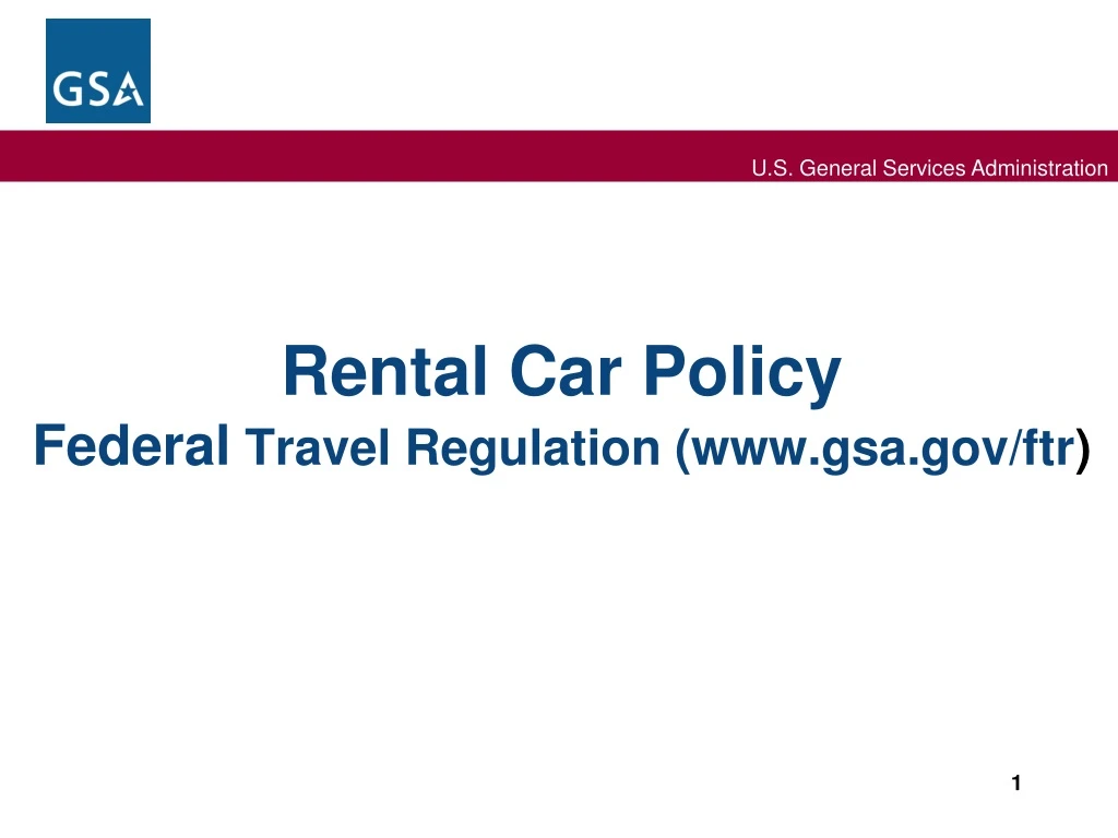 PPT Rental Car Policy Federal Travel Regulation (gsa/ftr ) PowerPoint