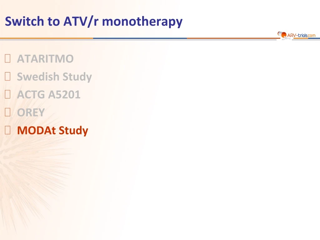switch to atv r monotherapy n.