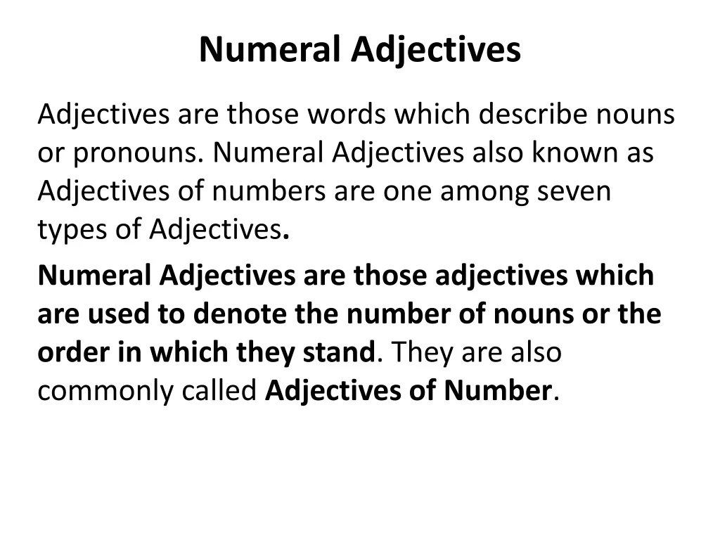 PPT Numeral Adjectives PowerPoint Presentation Free Download ID 8915971