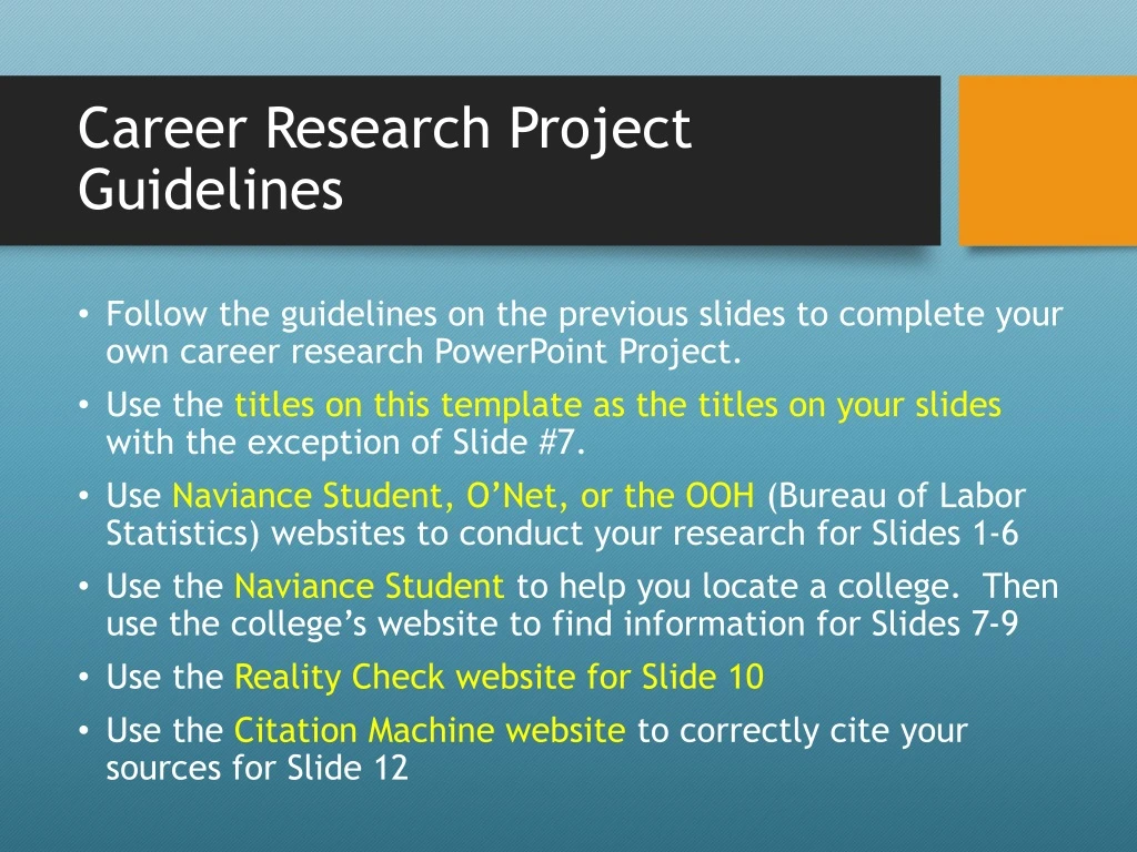 career research project pdf download