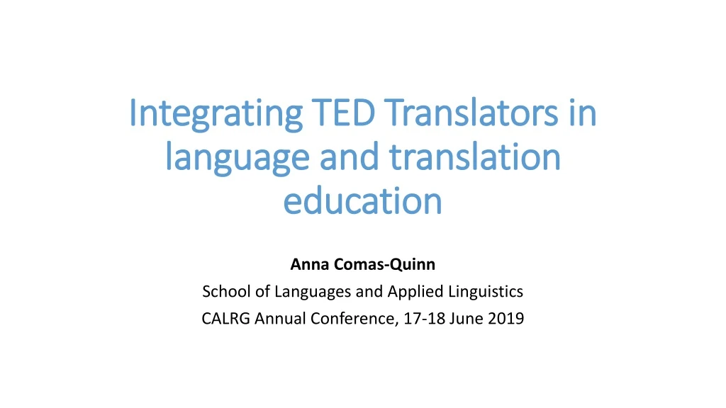 integrating ted translators in language and translation education n.