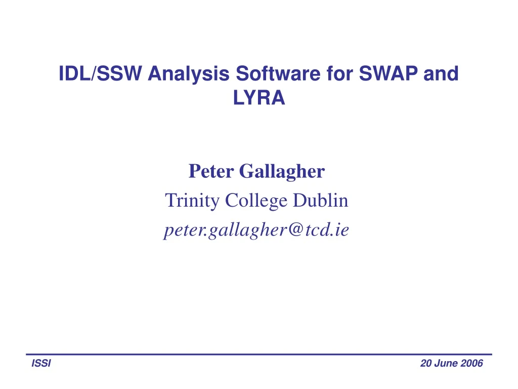 idl ssw analysis software for swap and lyra n.