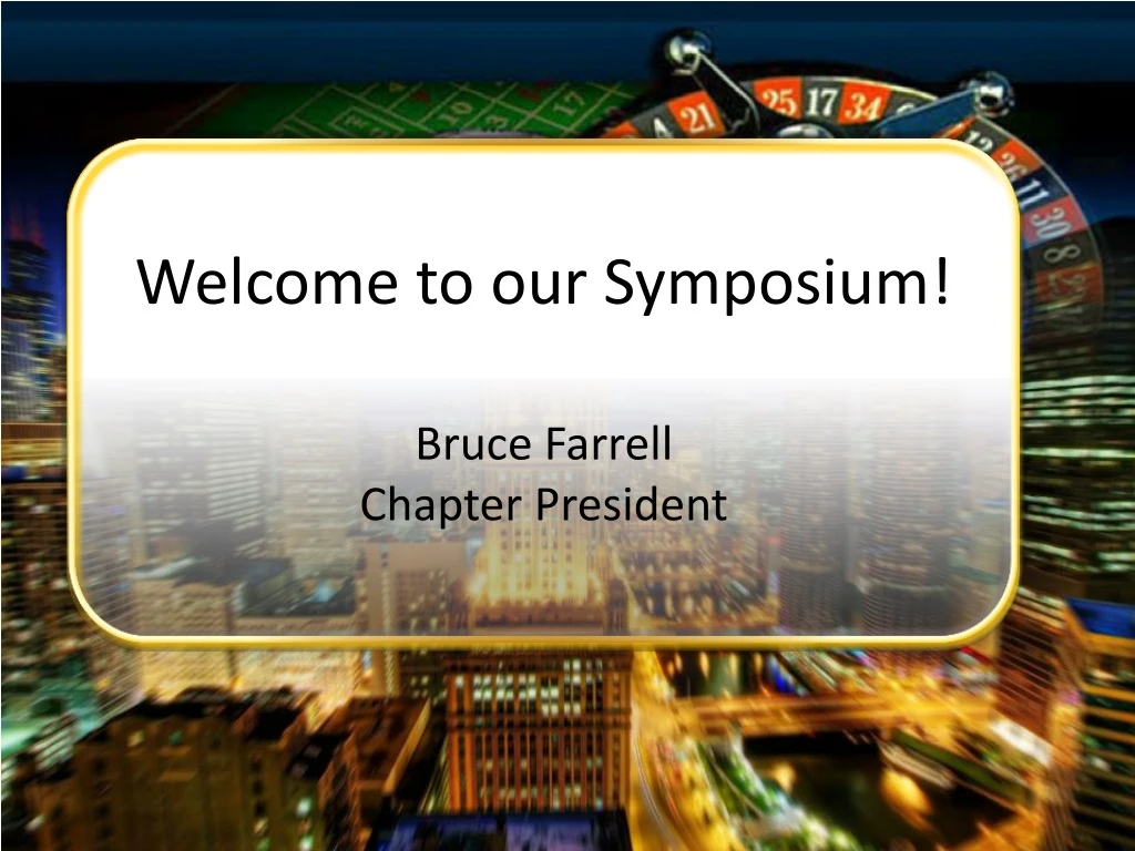 welcome to our symposium n.