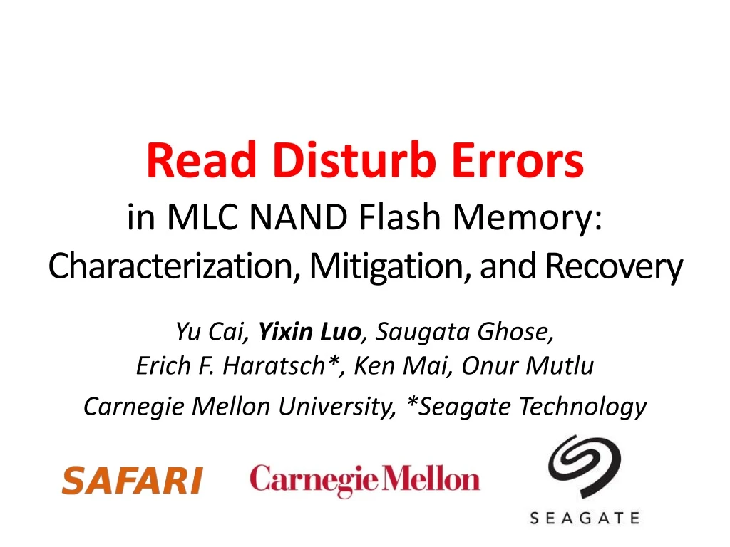 PPT Read Disturb Errors in MLC NAND Flash Memory Characterization