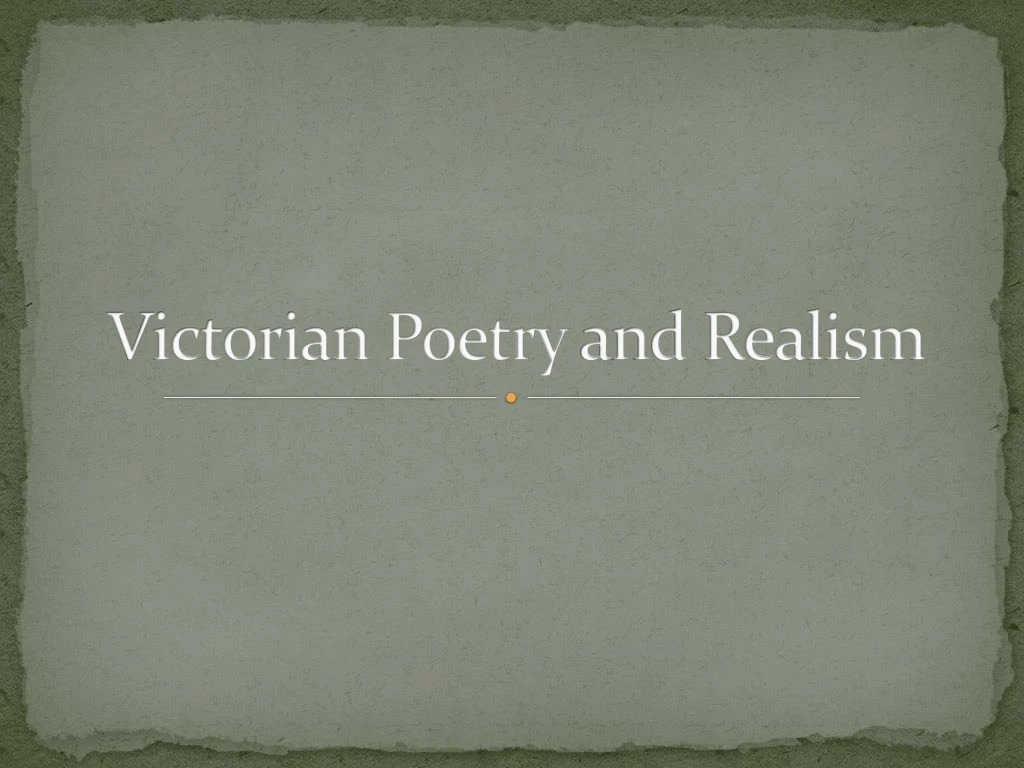 victorian poetry and realism n.