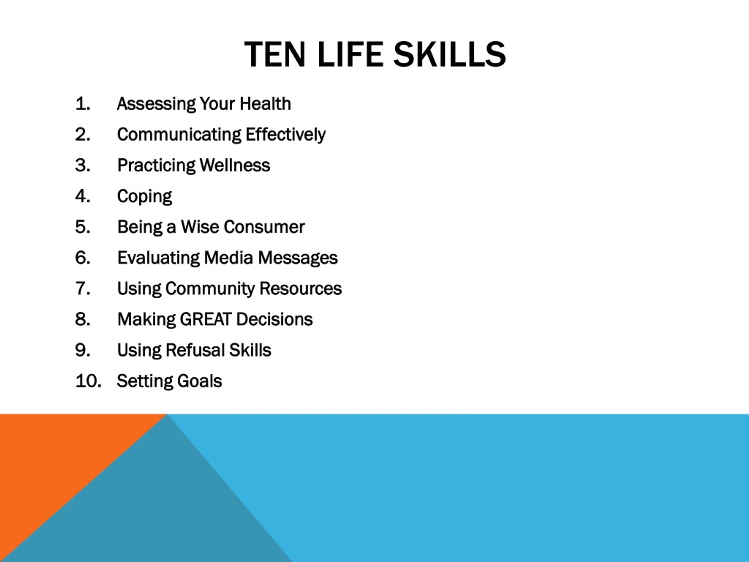 presentation topics for life skills