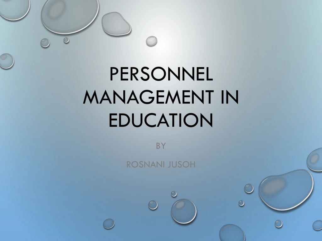 personnel management in education