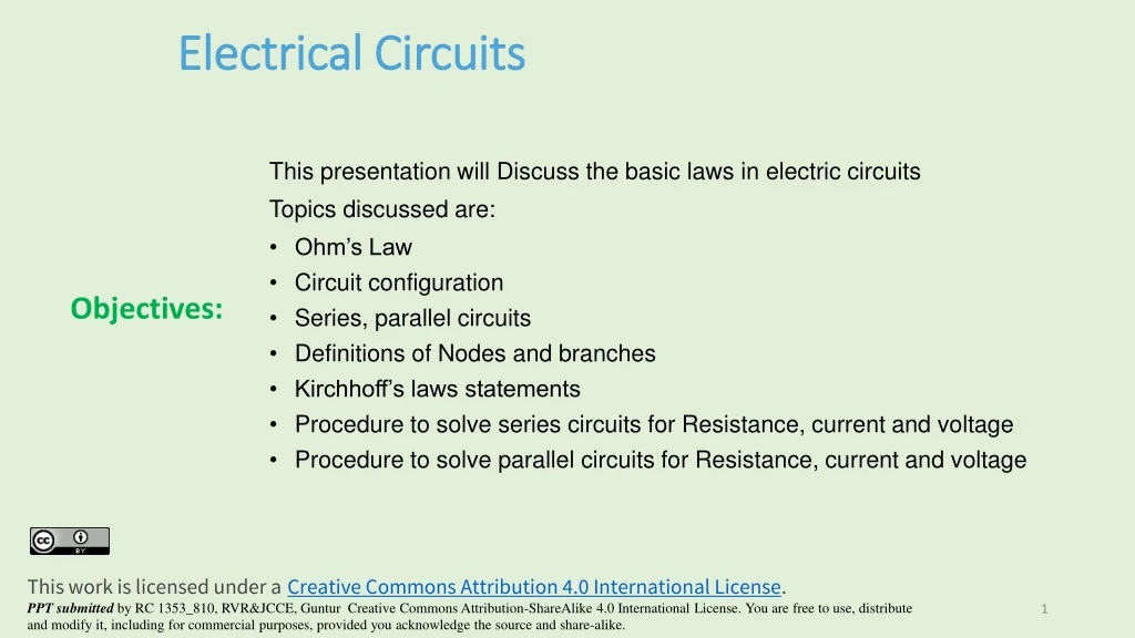 PPT - Electrical Circuits PowerPoint Presentation, Free Download - ID ...