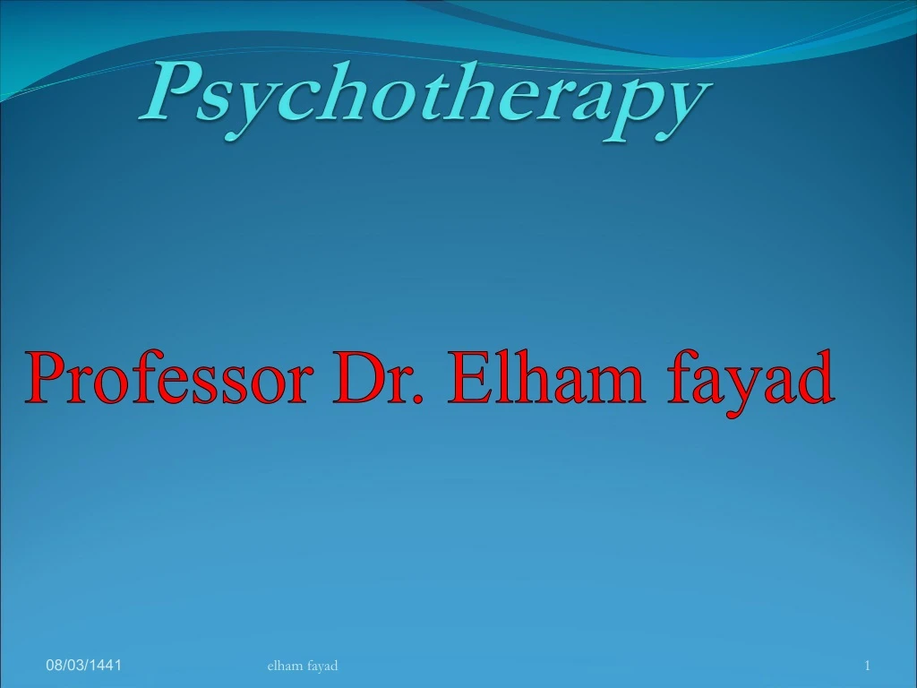 psychotherapy n.