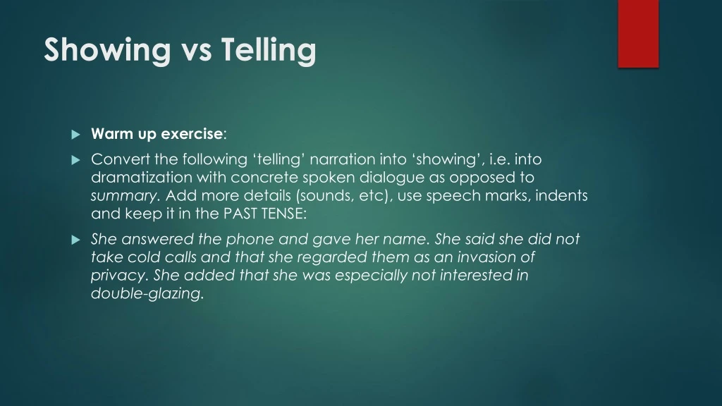 PPT - Showing vs Telling PowerPoint Presentation, free download - ID ...