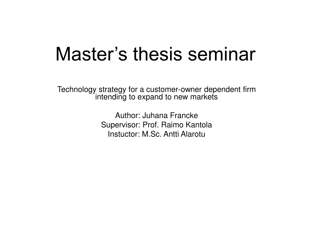 thesis seminar subject