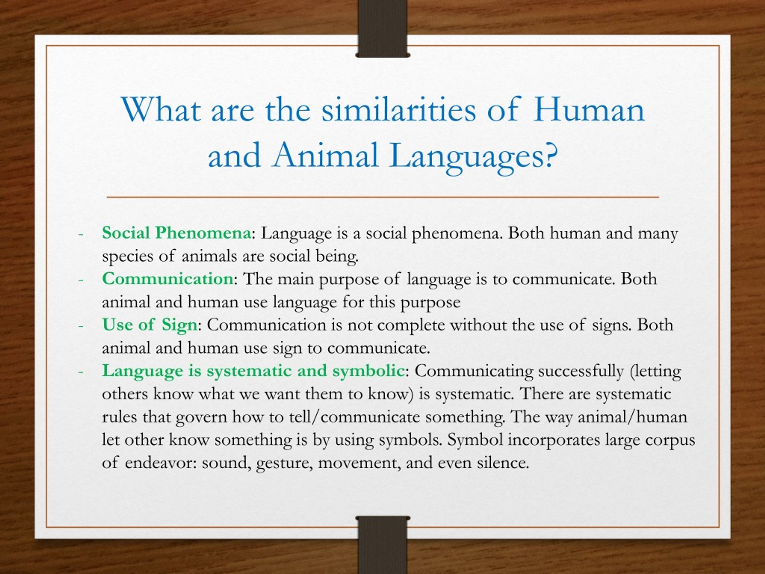 PPT - Chapter 2: Animal and Human Language PowerPoint Presentation, free  download - ID:8930141