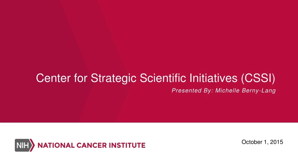 center for strategic scientific initiatives cssi n.