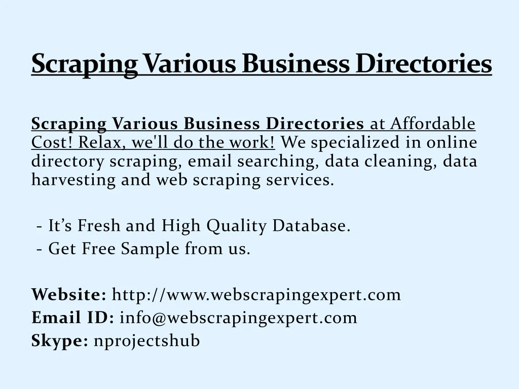 scraping various business directories n.