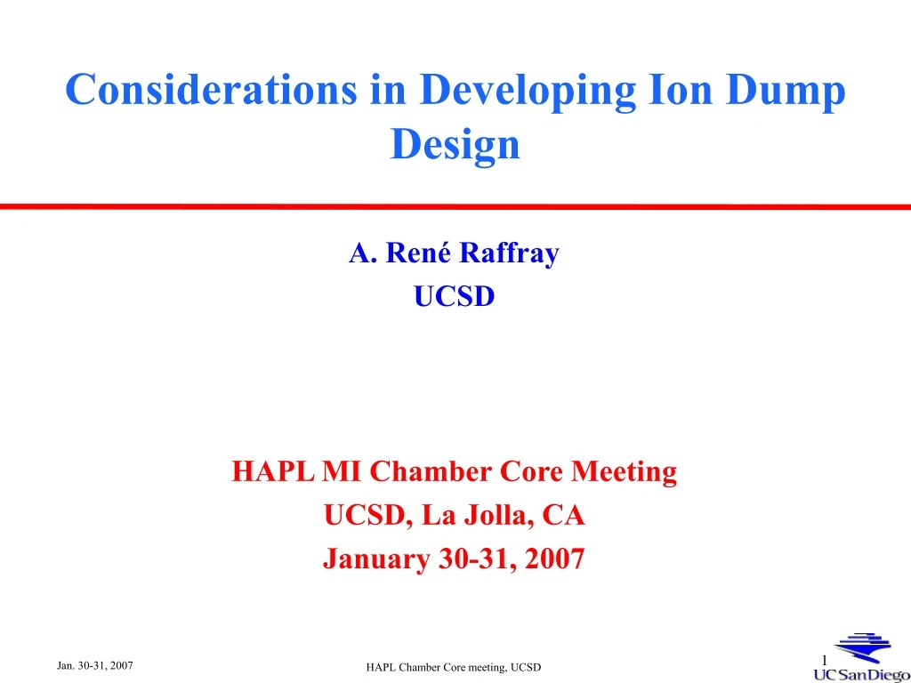 PPT Considerations in Developing Ion Dump Design PowerPoint