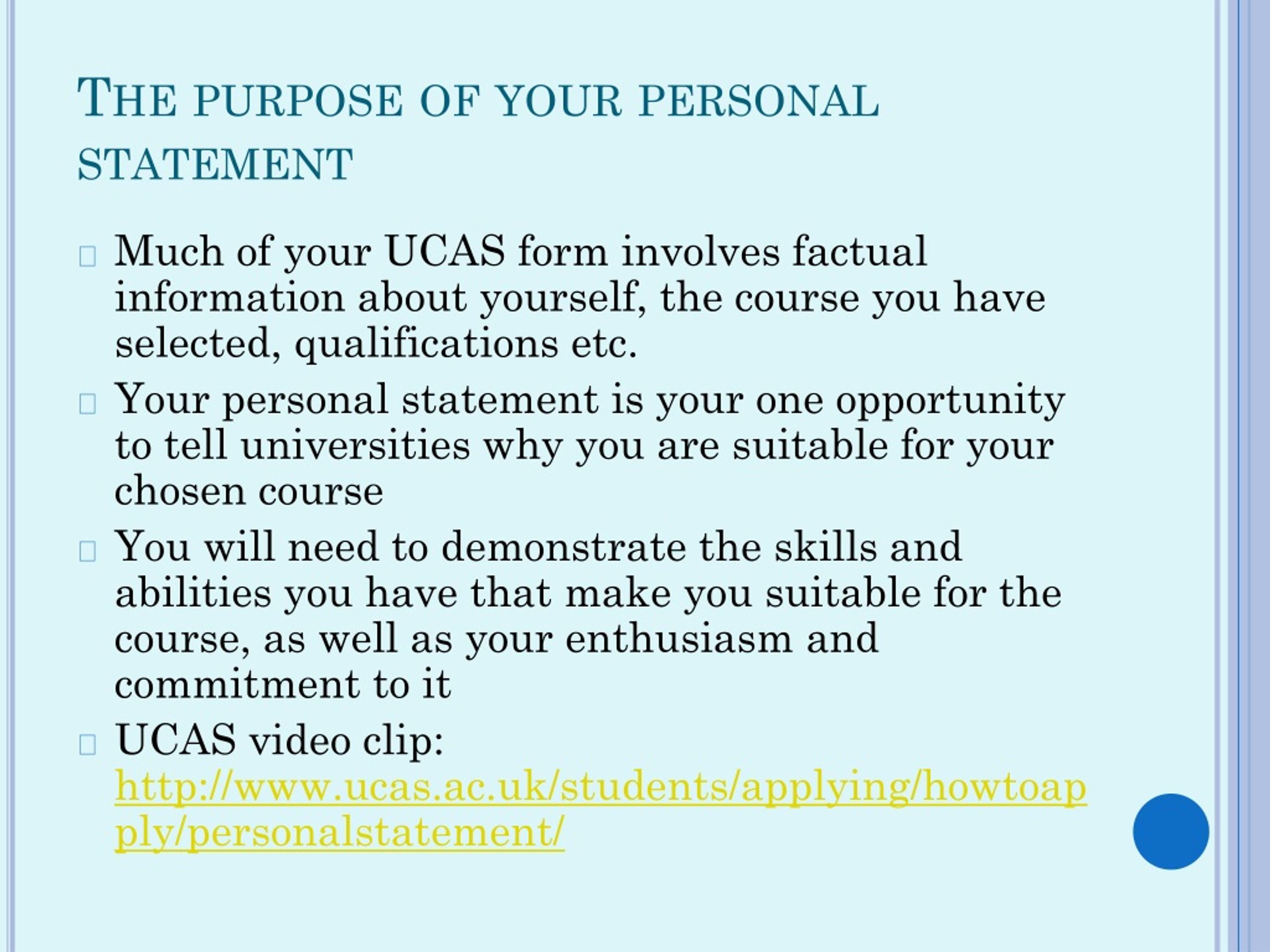 purpose of ucas personal statement