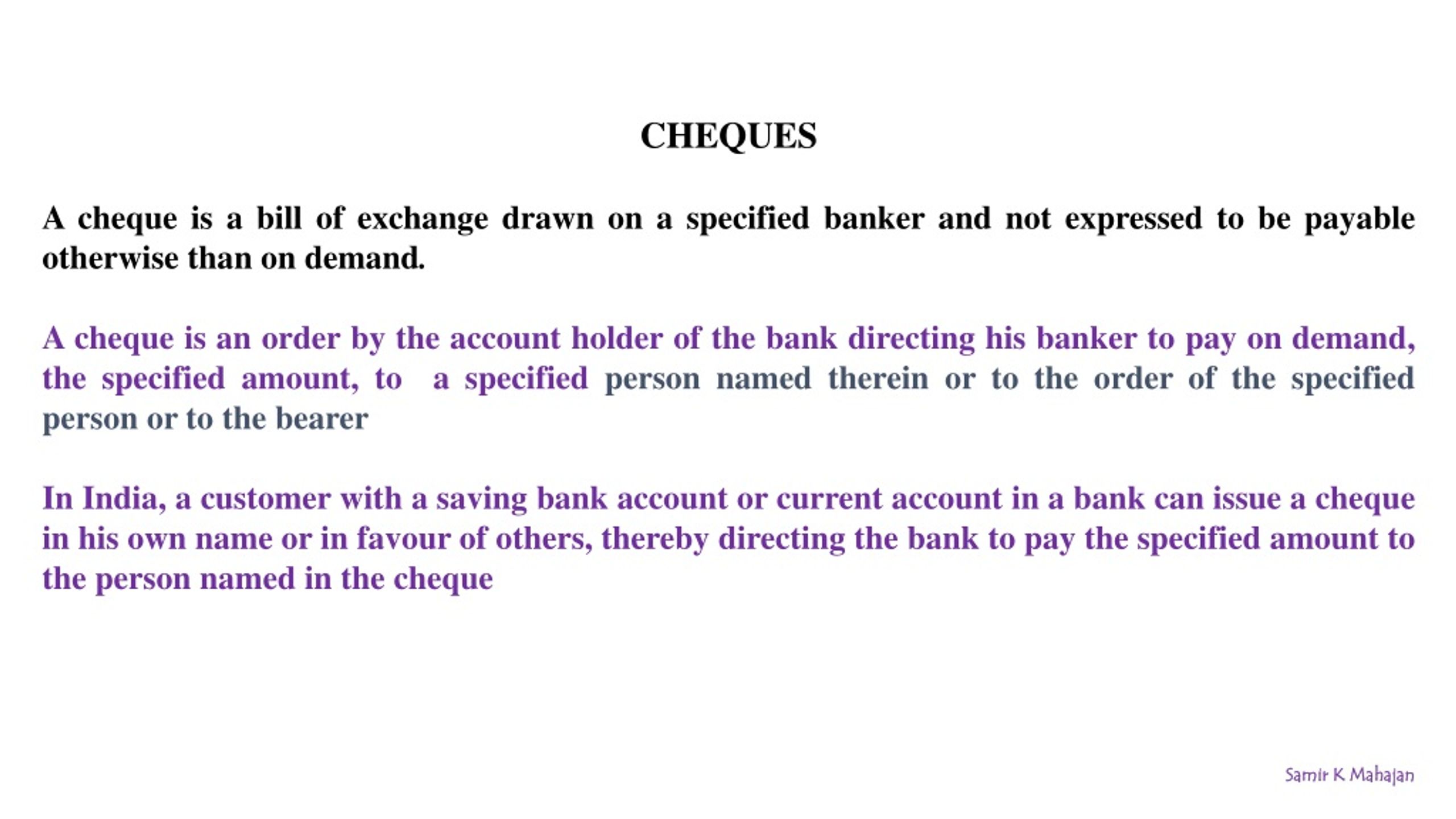 What Is Cheque? Definition, Characteristics, Types, Parties
