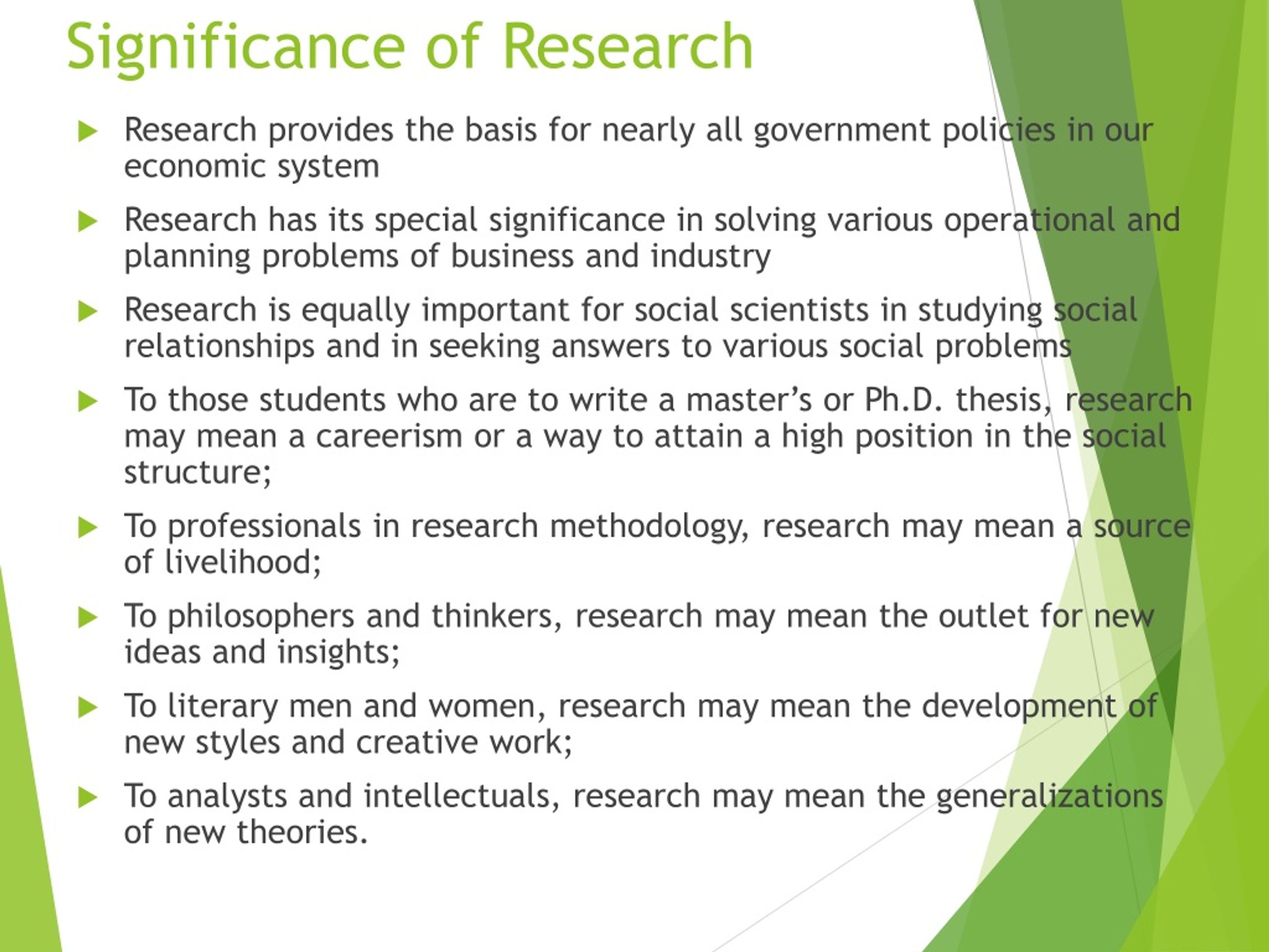 explain the significance of a research report