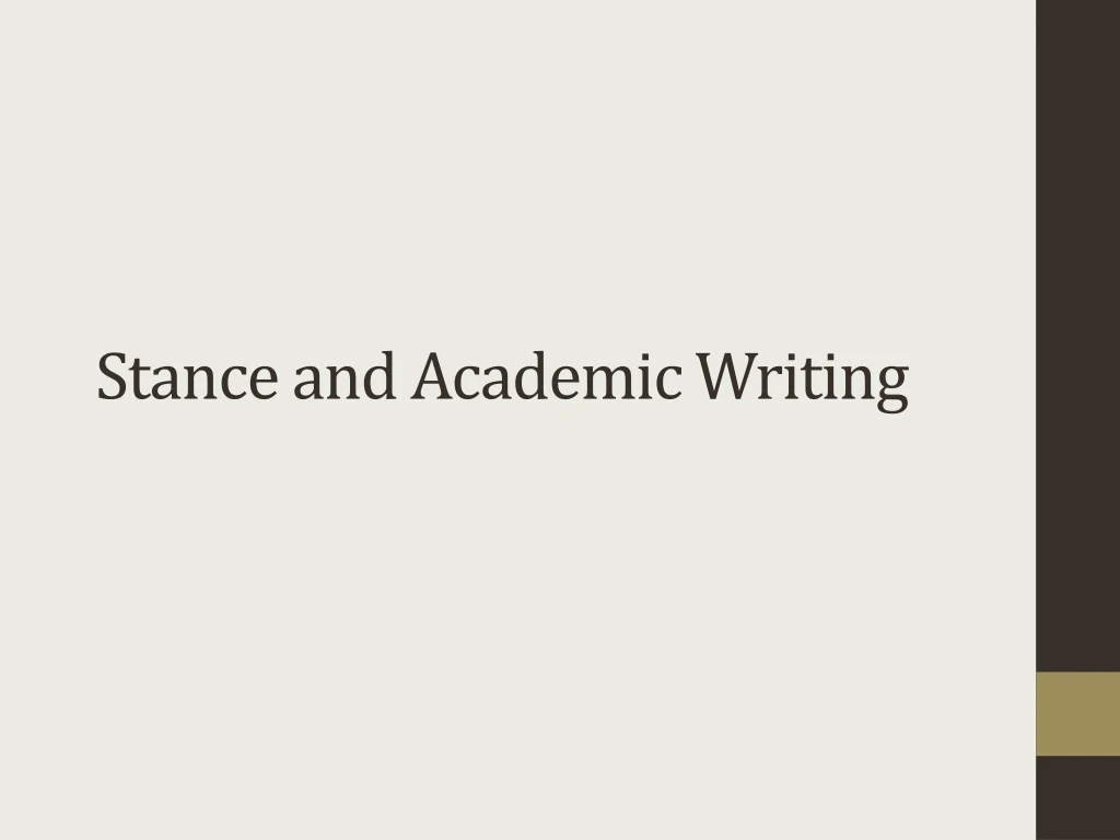 stance and academic writing n.