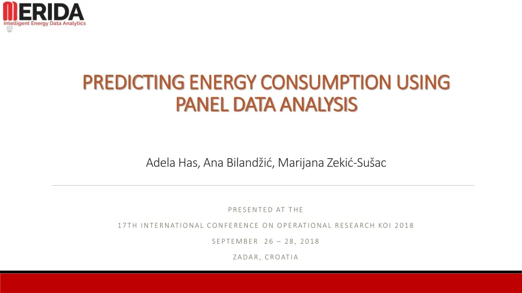 predicting energy consumption using panel data analysis adela has ana biland i marijana zeki su ac n.