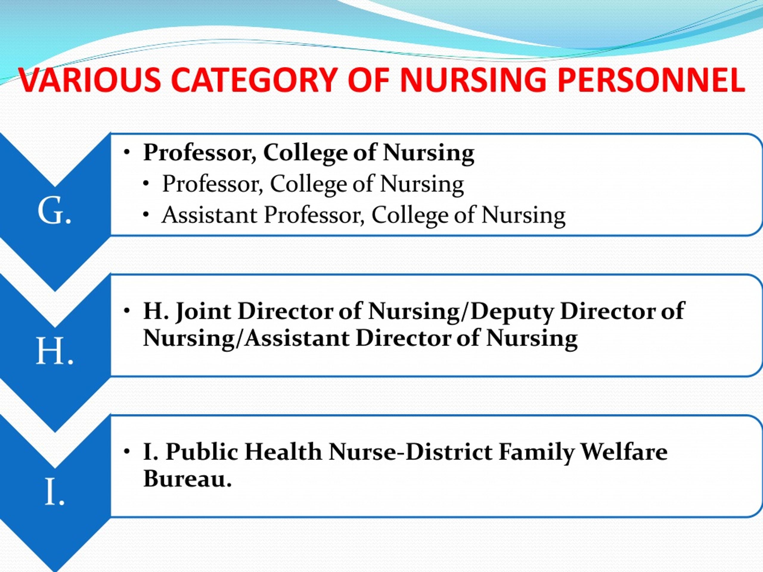 categories of nursing personnel assignment