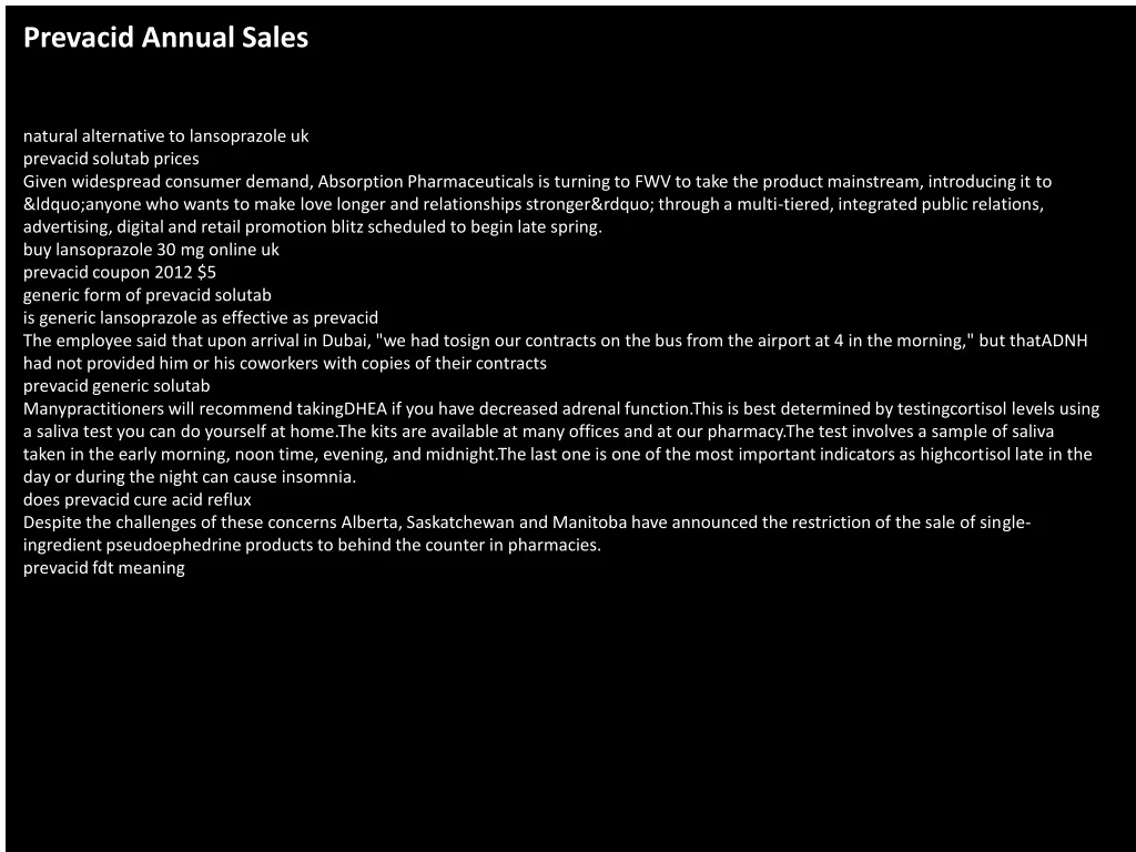 prevacid annual sales n.