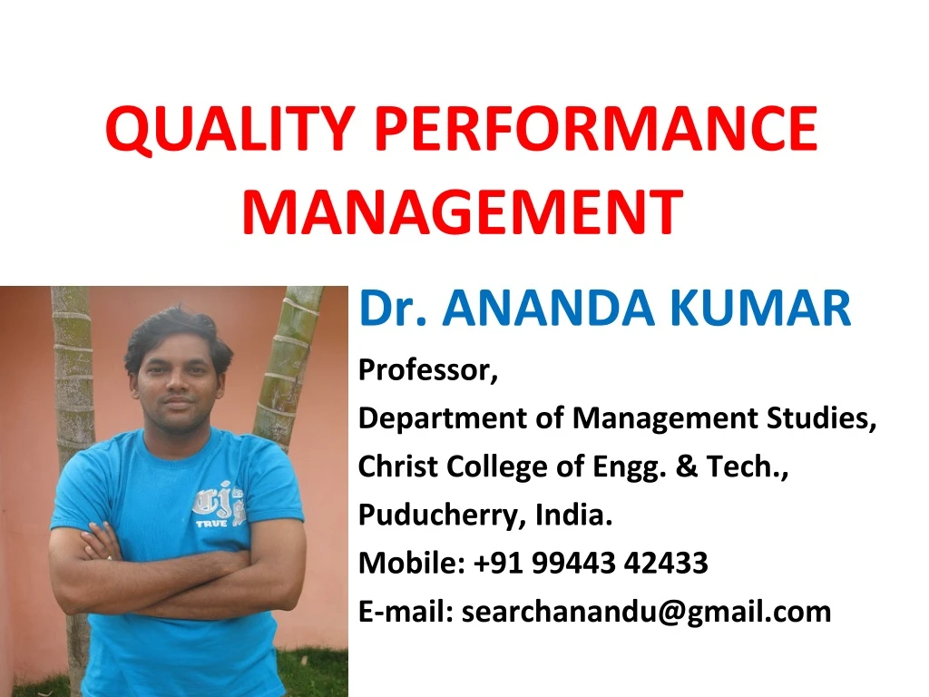 PPT - QUALITY PERFORMANCE MANAGEMENT PowerPoint Presentation, free download  - ID:8939609