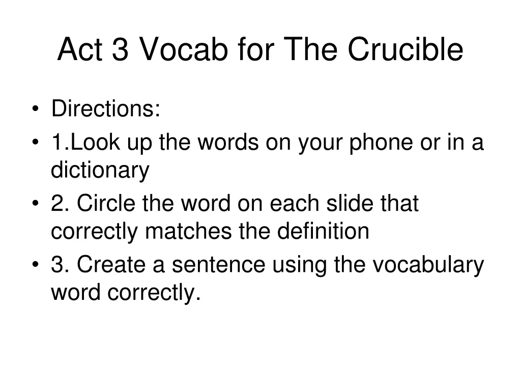 act 3 vocab for the crucible n.