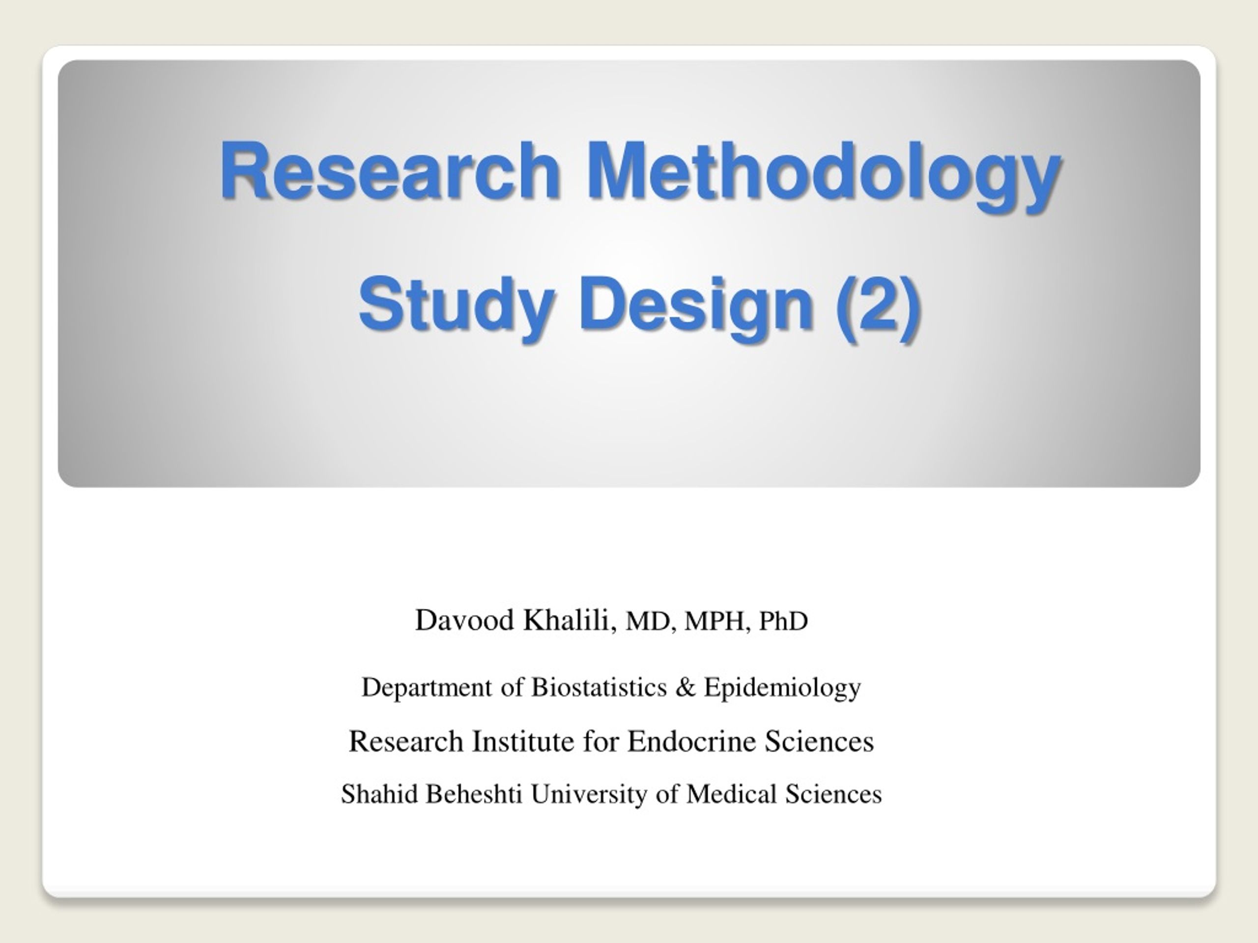 study design in research methodology slideshare