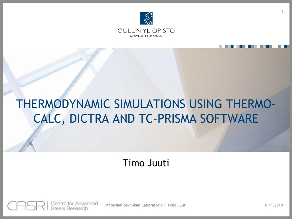 PPT - THERMODYNAMIC SIMULATIONS USING THERMO-CALC, DICTRA AND TC-PRISMA ...