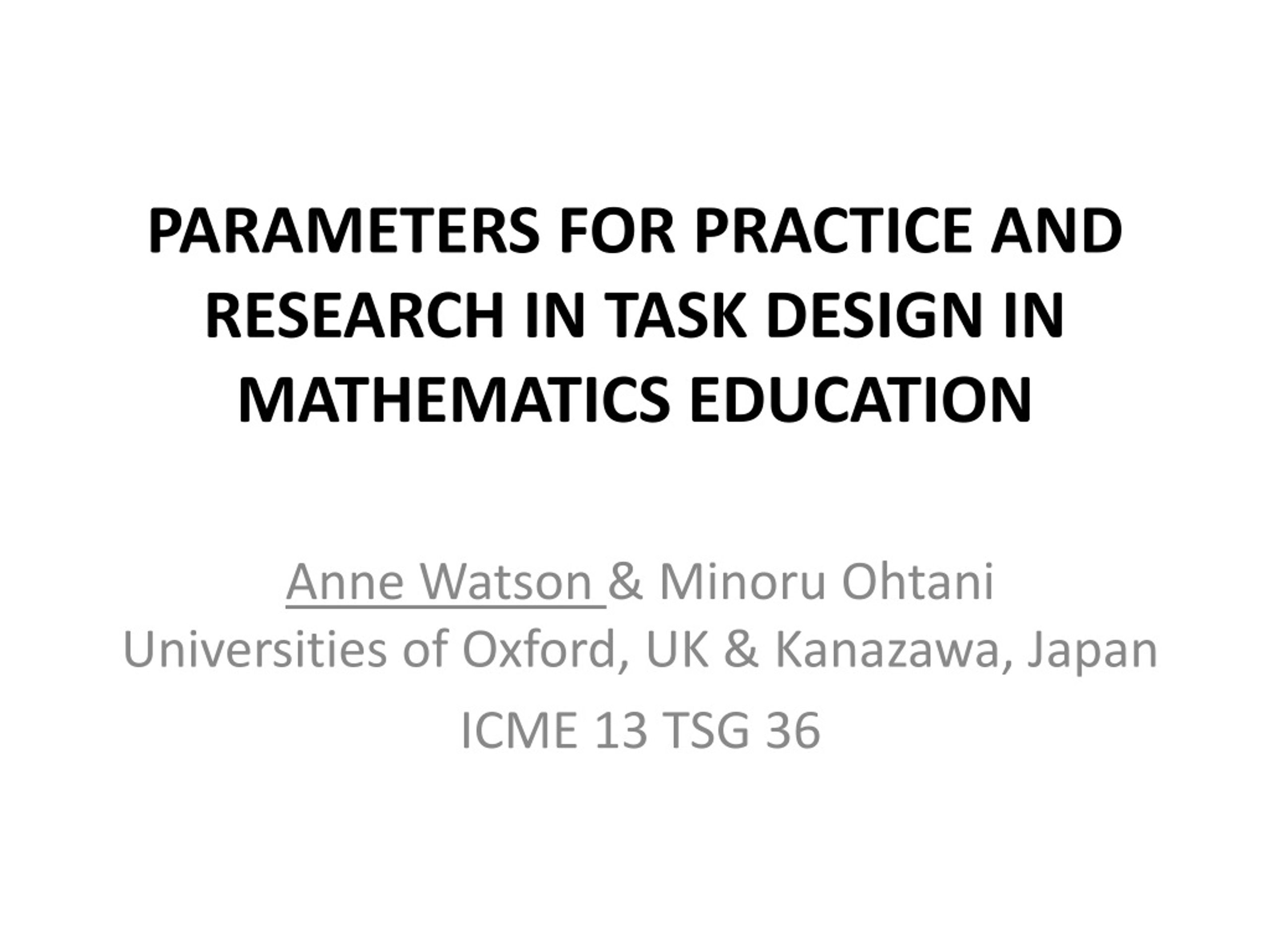 task design in mathematics education
