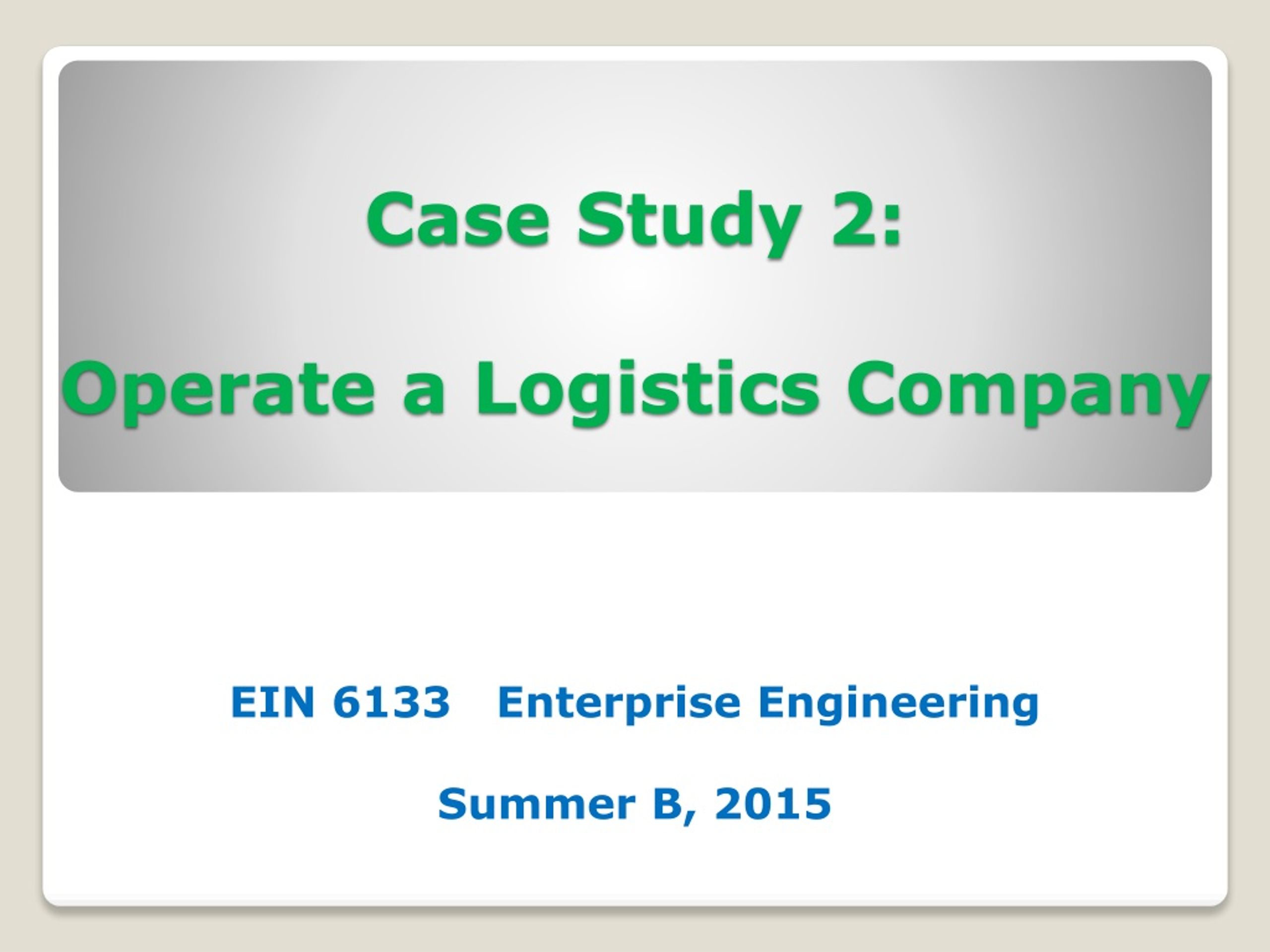 logistics operations case study solution