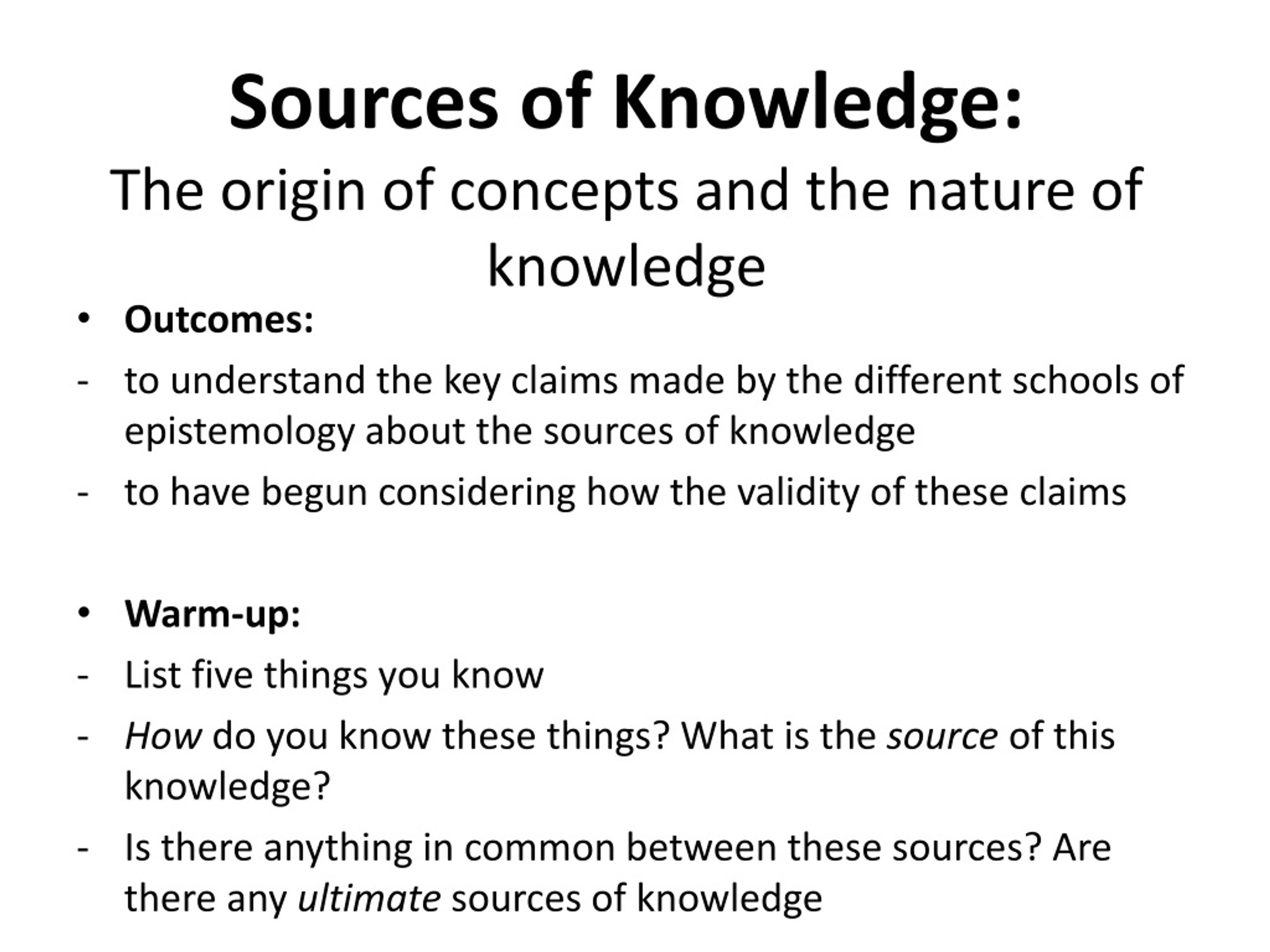 sources of knowledge essay grade 10