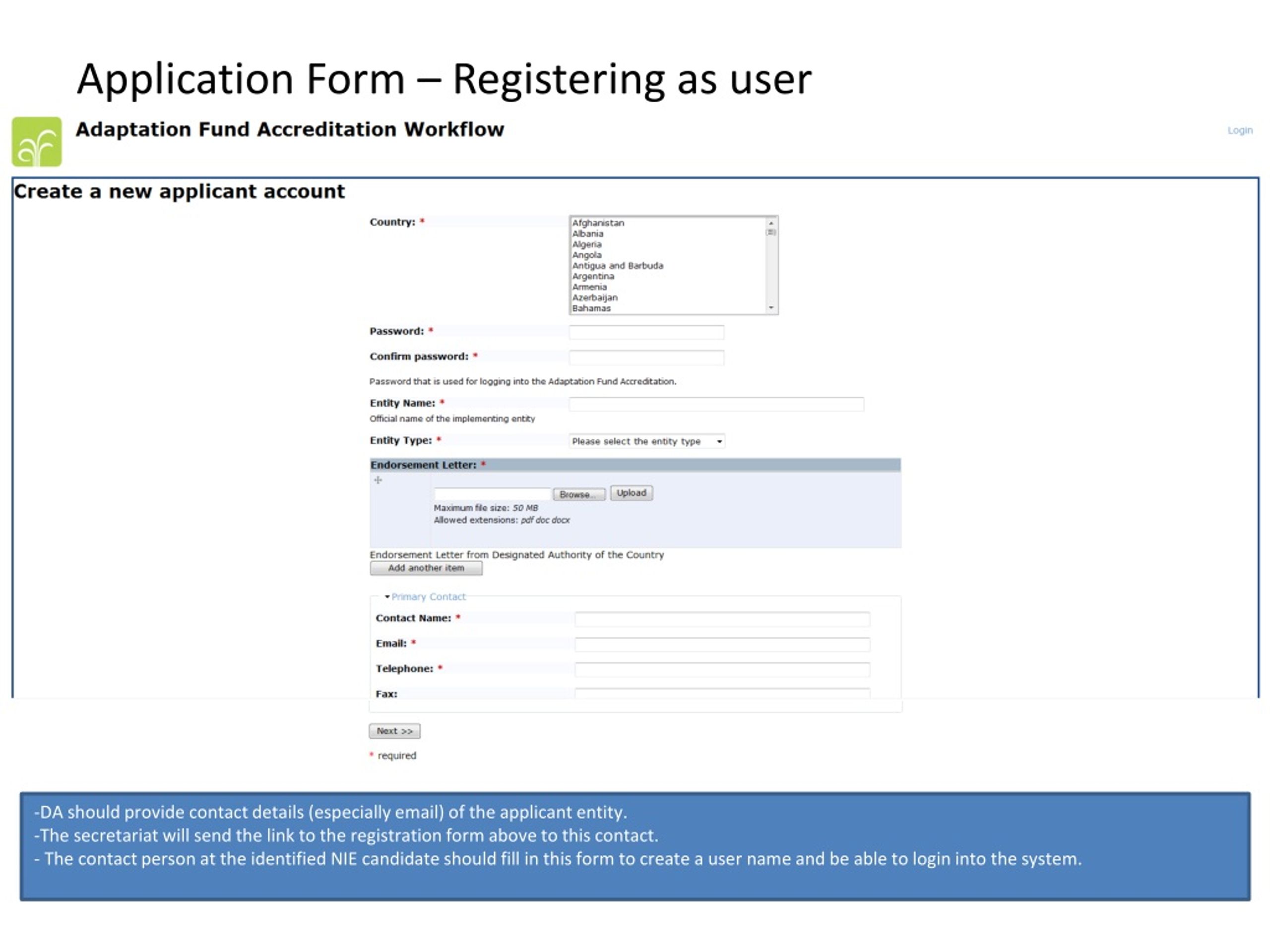 System Application Form PPT - User Registration Application Guide PowerPoint Presentation, free ...