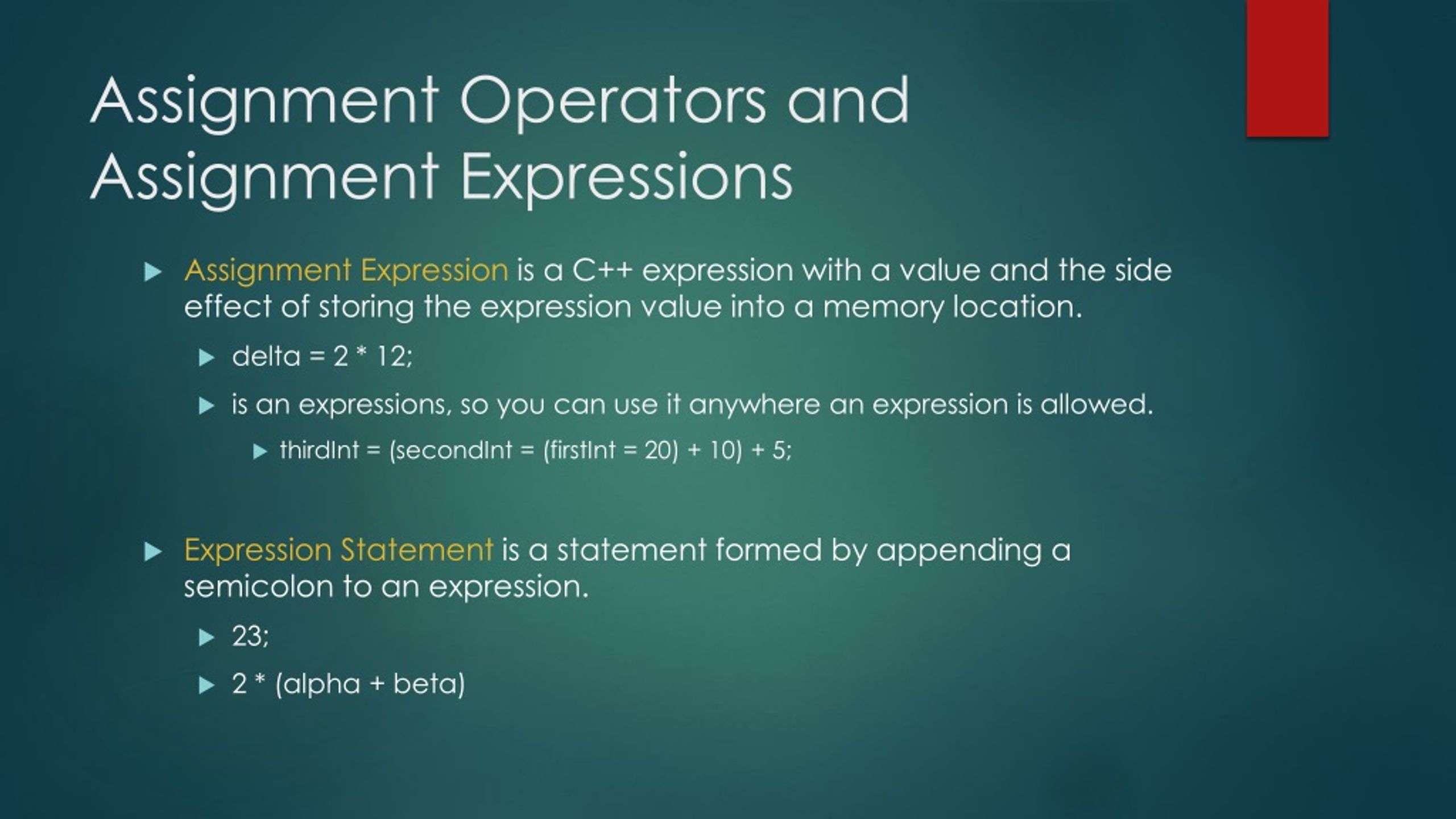 assignment expressions