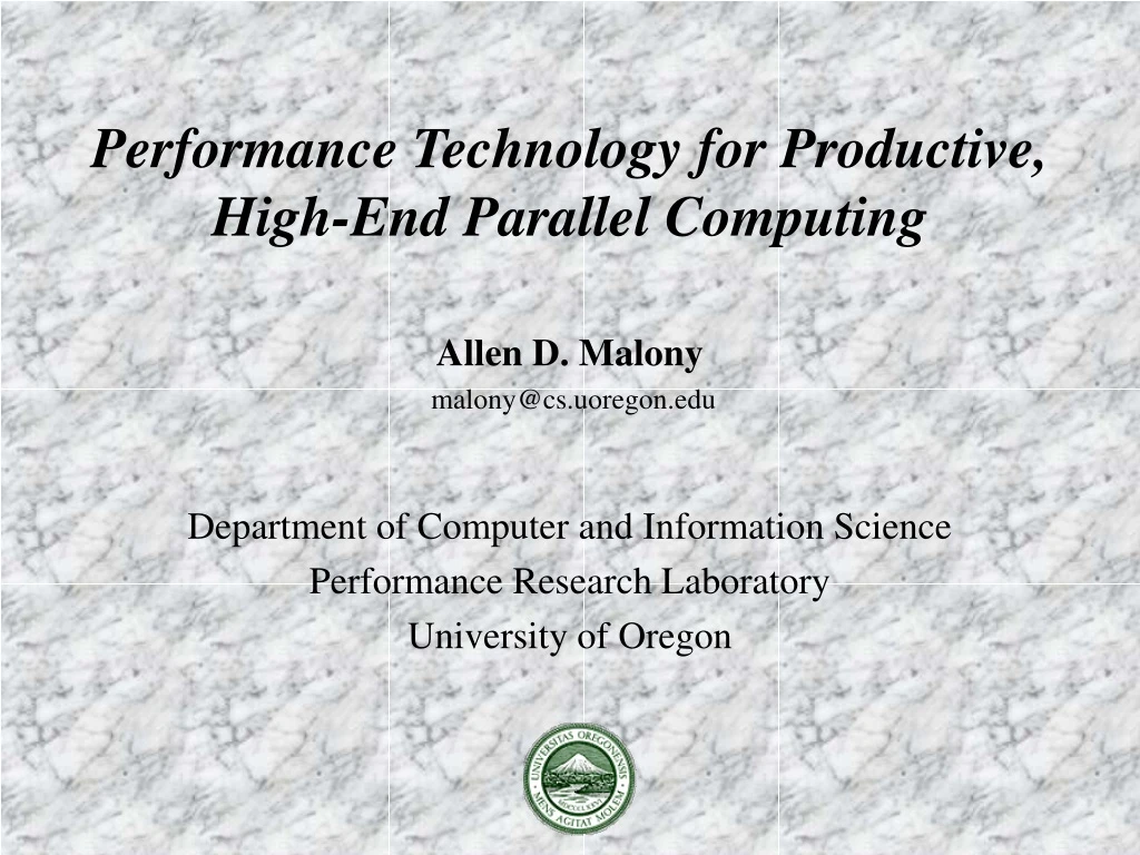 performance technology for productive high end parallel computing n.