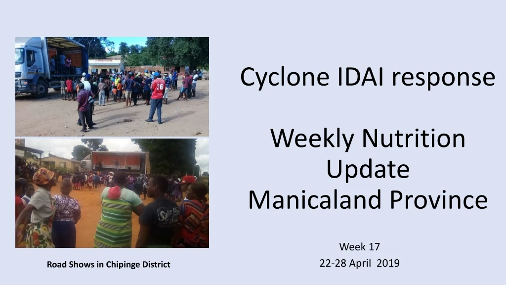 Cyclone Idai Response Weekly Nutrition Update Manicaland Province N 