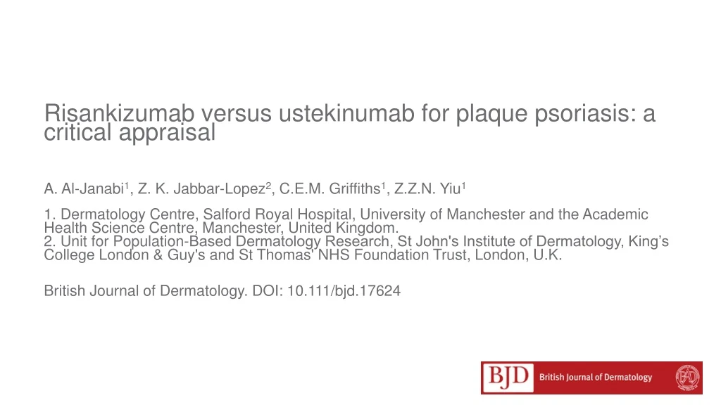 Ppt Risankizumab Versus Ustekinumab For Plaque Psoriasis A Critical Appraisal Powerpoint 