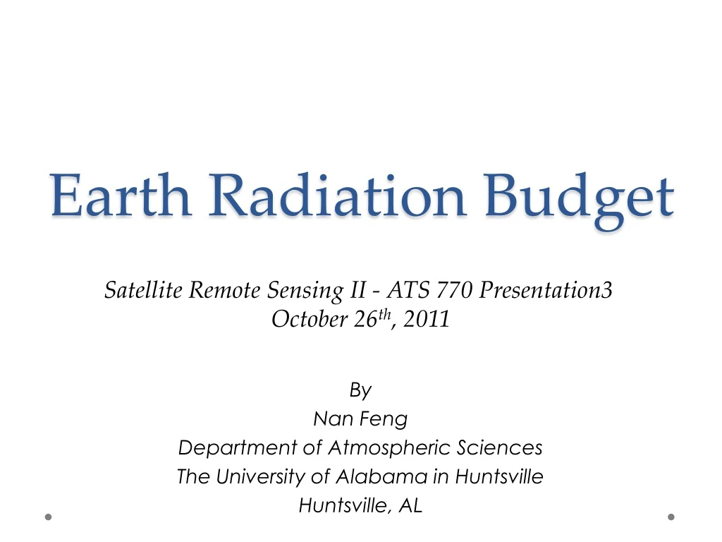 PPT - Earth Radiation Budget PowerPoint Presentation, free download ...