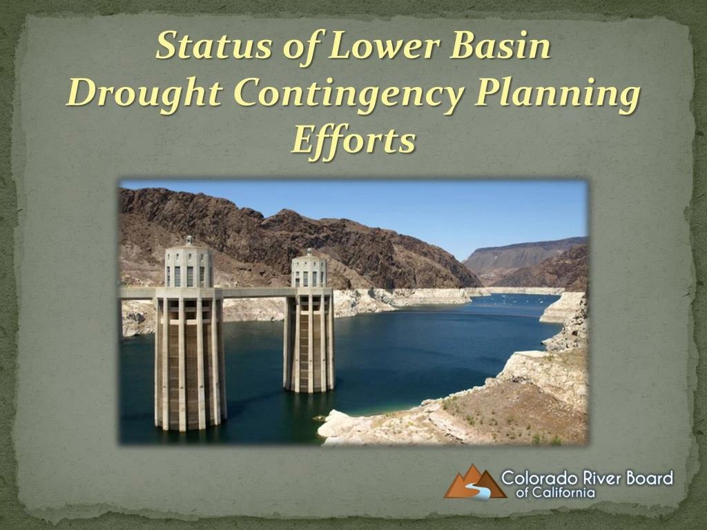 status of lower basin drought contingency n.