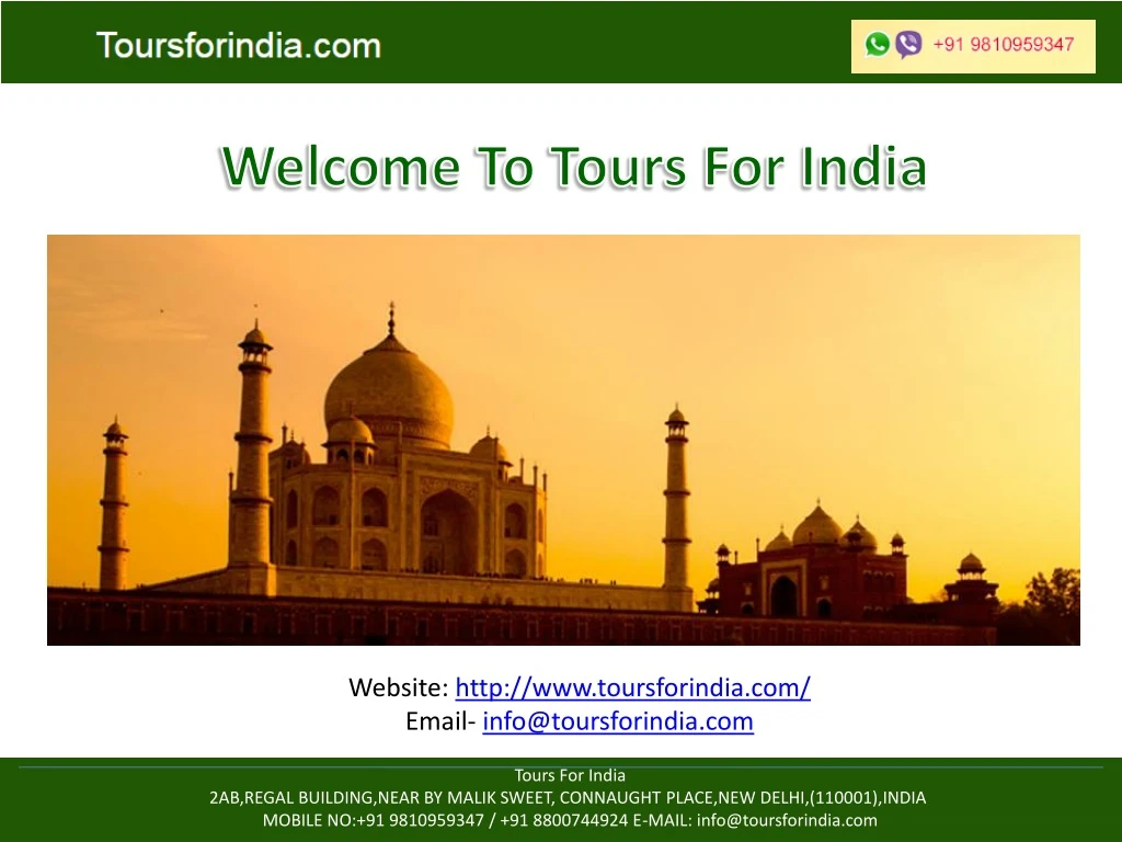 welcome to tours for india n.