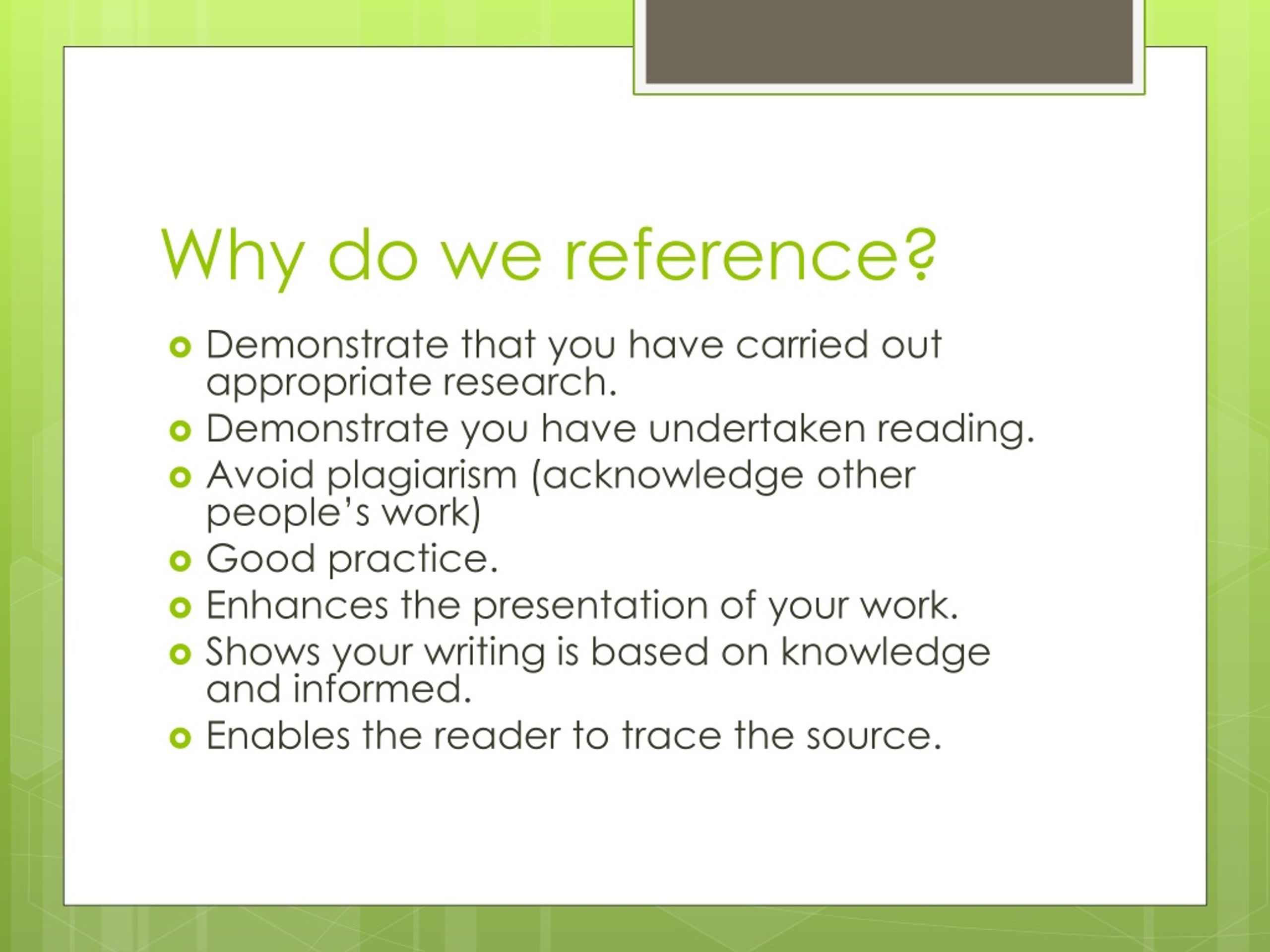 why do we reference in research and academic writing