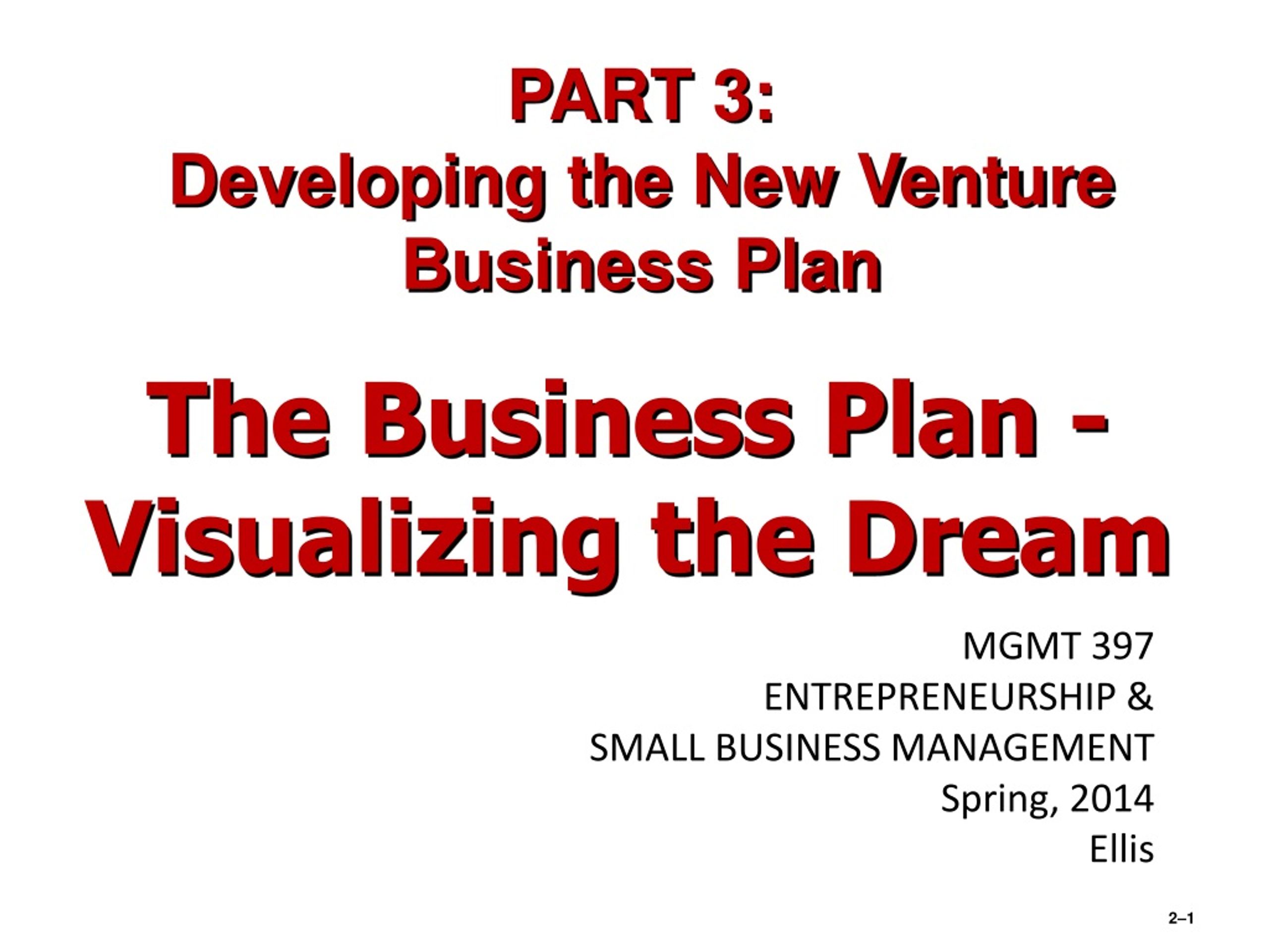the business plan visualizing the dream